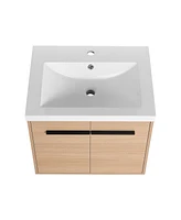 Streamdale Furniture 24" Oak Vanity with Resin Sink & Cabinet