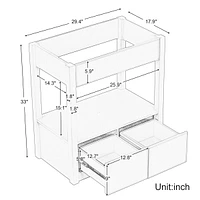 Streamdale Furniture 30" Brown Bathroom Vanity Cabinet Base with Open Shelf and Drawers