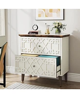 Tribesigns 2 Drawer Lateral File Cabinet, Office Filing Cabinet for A4 / Letter Size/Legal Files, Wood Storage Printer Stand Home Off