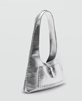 Mango Women's Leather Metallic Bag