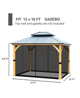 Aoodor Universal 10 x 13 ft. Gazebo Replacement Mosquito Netting Screen 4-Panel Sidewalls with Double Zipper for Patio Backyard Deck and Lawns (Only N