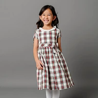 Hope & Henry Big Girls Short Sleeve Ruffle Collar Party Dress with Bow
