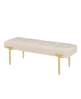 Streamdale Furniture 48" Velvet Ottoman Bench with Gold Legs for Living Room, Bedroom, Entryway