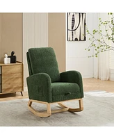 25.4" Rocking Chair with Retractable Footrest and Side Pocket