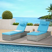 Gray Rattan Outdoor Sofa and Deck Chair