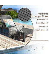 Gymax Patio Outdoor Chaise Lounge Chair Recliner w/ Adjustable Backrest Brown