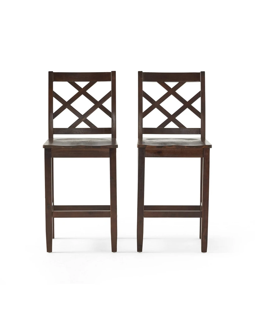 Simplie Fun Scotsman Solid Acacia Wood Counter Stool (Set Of 2)