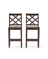 Simplie Fun Scotsman Solid Acacia Wood Counter Stool (Set Of 2)