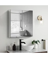 30x26" Double Door Mirror Medicine Cabinet, Recessed or Wall Mount