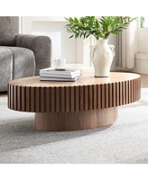 Modern Walnut Coffee Table with Sturdy Pedestal