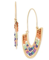 Style & Co Gold-Tone Beaded Curving Drop Earrings, Created for Macy's