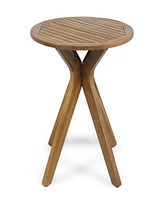 Acacia Wood Outdoor Bistro Table With X-Base