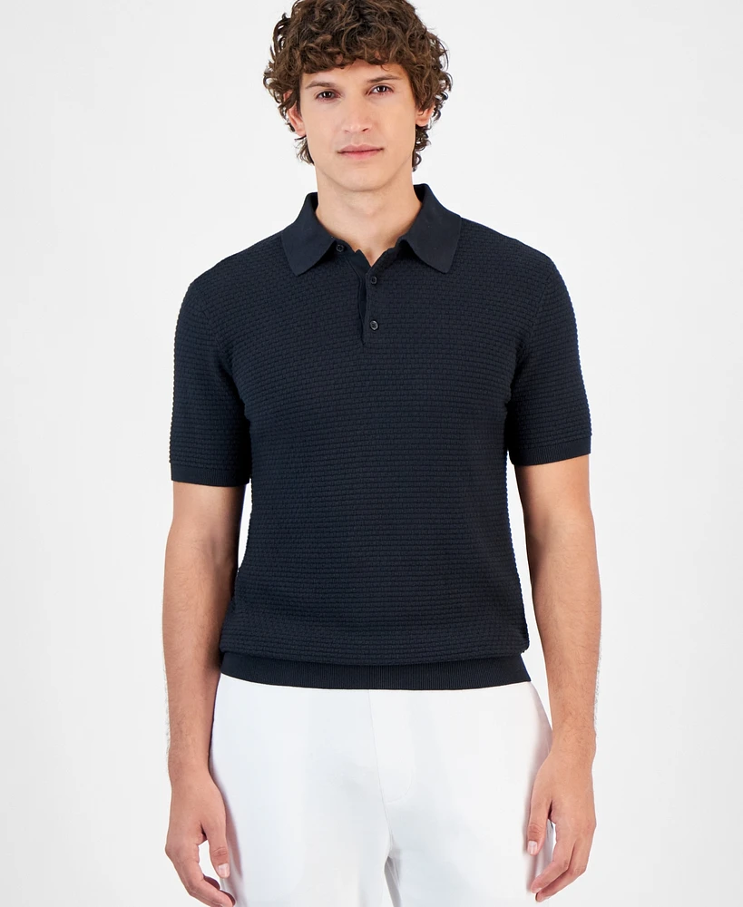 A|X Armani Exchange Men's Short Sleeve Knit Polo Shirt