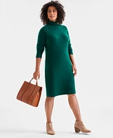 Style & Co Petite Mock Neck Side-Ribbed Sweater Dress, Created for Macy's