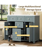 Streamdale Furniture 36'' Bathroom Vanity with Mirror Cabinet, Ample Storage, Soft-Close Doors & Drawers