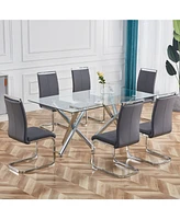 Modern Pu Leather Dining Chairs with Chrome Metal Legs (Set of 4)