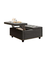 Streamdale Furniture Oversized Storage Square Ottoman with Double Door Storage