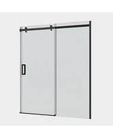 Streamdale Furniture Sliding Glass Shower Door, 5/16" Tempered Glass, Matted Black Finish