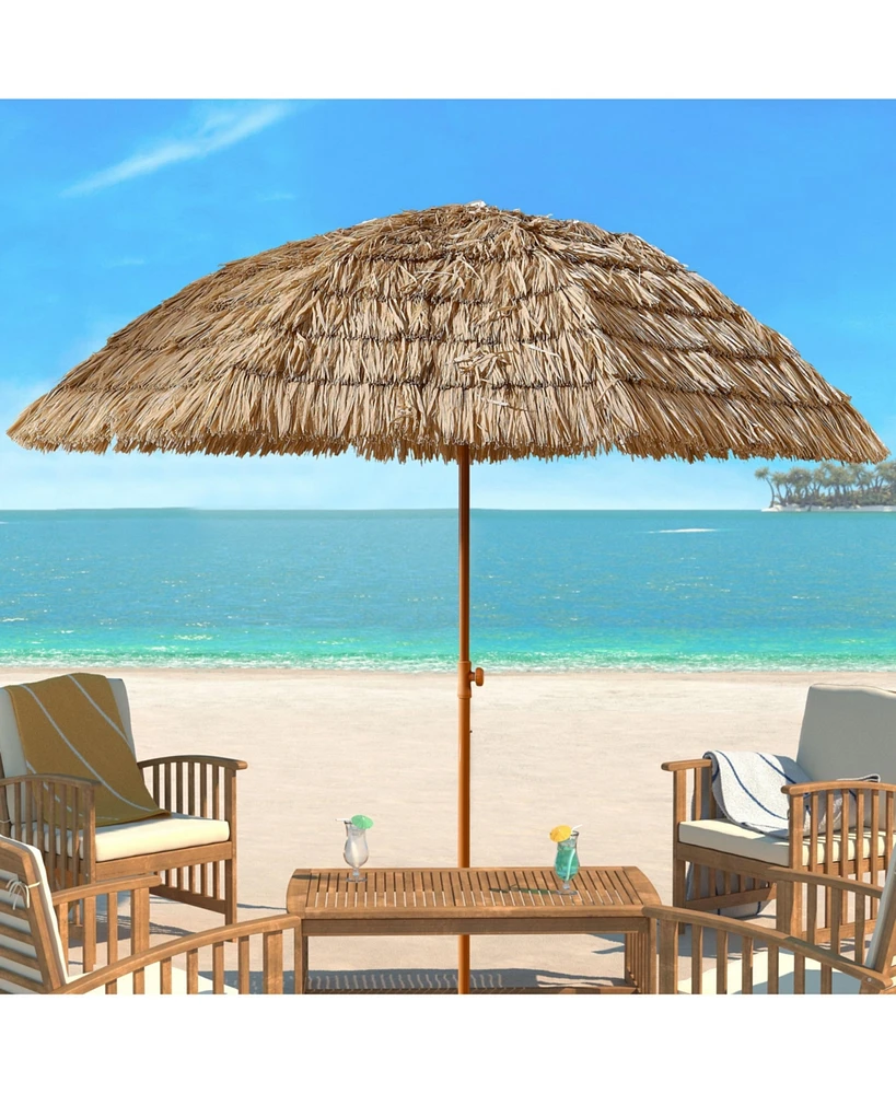 Streamdale Furniture 8' Thatch Tiki Umbrella, Hawaiian Hula Beach Umbrella