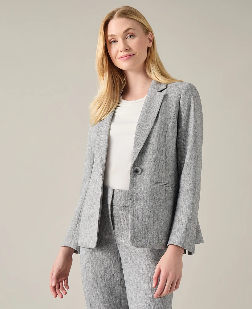 Kasper Women's Herringbone One-Button Long-Sleeve Blazer