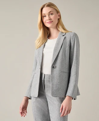 Kasper Women's Herringbone One-Button Long-Sleeve Blazer