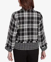 Alfred Dunner Women's Runway Ready Spliced Plaid Boucle Jacket