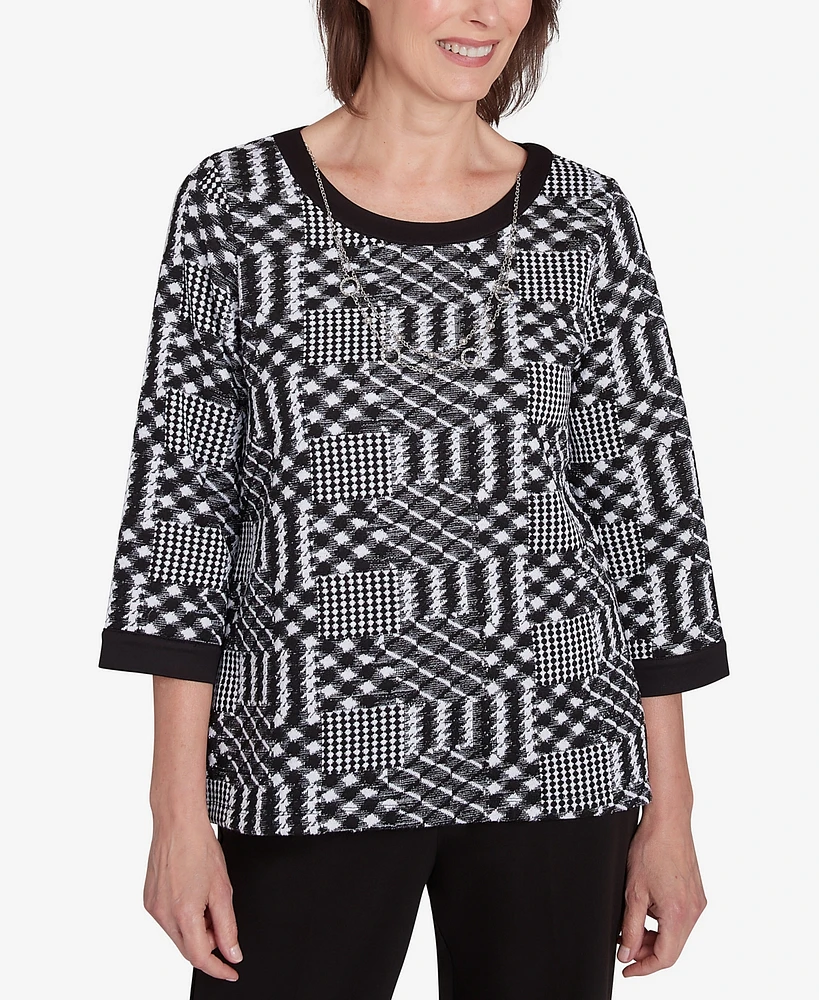 Alfred Dunner Runway Ready Women's Houndstooth Textured Top