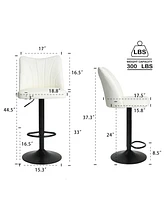 Modern Swivel Bar Stools with Adjustable Height and Faux Leather (Set Of 2)
