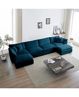 Streamdale Furniture Premium Chenille U-Shape Sectional Sofa with Ottomans