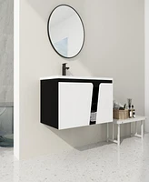 36" Wall-Mounted Vanity with Ceramic Sink & Soft-Close Doors