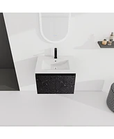 Streamdale Furniture Wall-Mounted Bathroom Vanity with Ceramic Sink & Soft-Close Doors