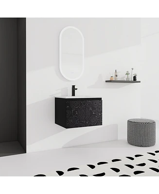 Streamdale Furniture Wall-Mounted Bathroom Vanity with Ceramic Sink & Soft-Close Doors