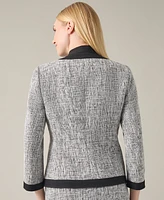 Kasper Petite Collarless Open-Front Trimmed Blazer