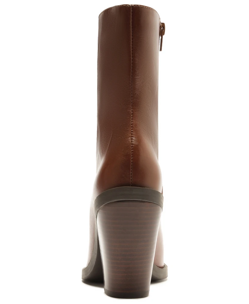 Arezzo Women's Peyton High Block Heel Leather Booties