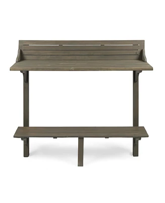 Simplie Fun Acacia Wood Balcony Bar Table, Gray