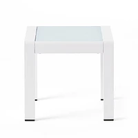 Contemporary Aluminum End Table With Frosted Glass Top