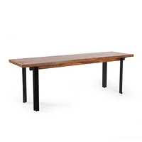 Modern Industrial Dining Bench: Black + Country Brown