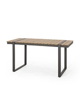 Streamdale Furniture Sleek Aluminum Outdoor Dining Table With Faux Wood Slats