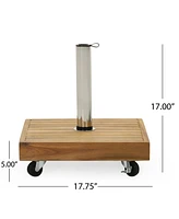 Acacia Wood Umbrella Base With Concrete Core