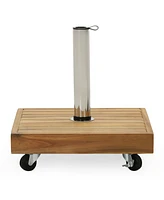 Streamdale Furniture Acacia Wood Umbrella Base With Concrete Core