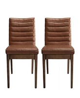 Streamdale Furniture Mid-Century Modern Dining Chair Set With Channel Stitching And Splayed Legs