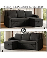 Streamdale Furniture 85.8" Convertible Sofa Bed with Storage, Charging Ports & Pull-Out Bed