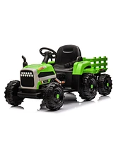 Streamdale Furniture 24V Electric Ride-On Tractor with Trailer, Remote Control, Music, Lights, Safety Belt