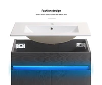 Modern 30" Bathroom Vanity with Radar Light, Storage, Metal Legs