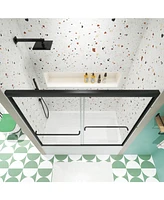 Bypass Shower Door, Sliding, 56"-60"W x 58"H, Tempered Glass, Matte Black