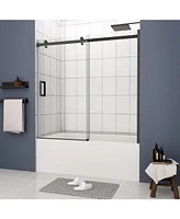 Streamdale Furniture 56"-60" Sliding Bathtub Shower Door, 5/16" Tempered Glass, Matte Black