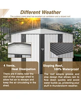8 x 6 Ft All-Weather Metal Storage Shed with Lockable Doors