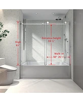 Streamdale Furniture Frameless Shower Door with Adjustable Soft-Close, 5/16" Tempered Glass