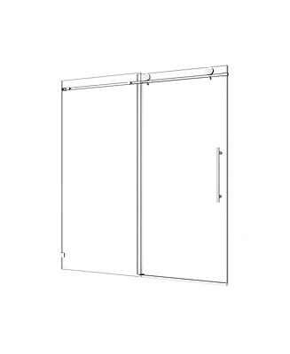 Simplie Fun Chrome Frameless Shower Door with Soft-Closing Function