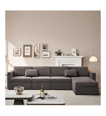 Simplie Fun Luxurious Velvet Sectional Sofa with Storage